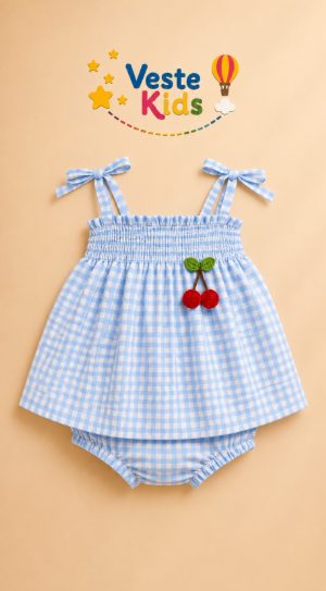 BATA+ CALCINHA CEREJINHA XADREZ AZUL